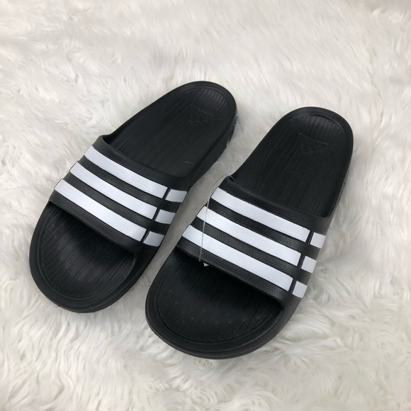 adidas Other - NWT Adidas Duramo slide K sz 4 black white striped